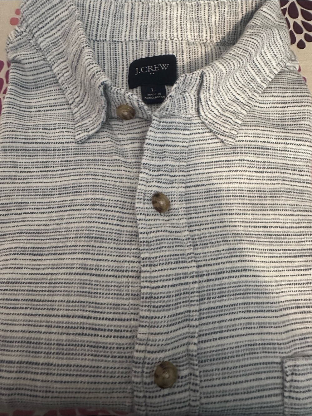 J. Crew White Shirt with Navy Stripe Detail